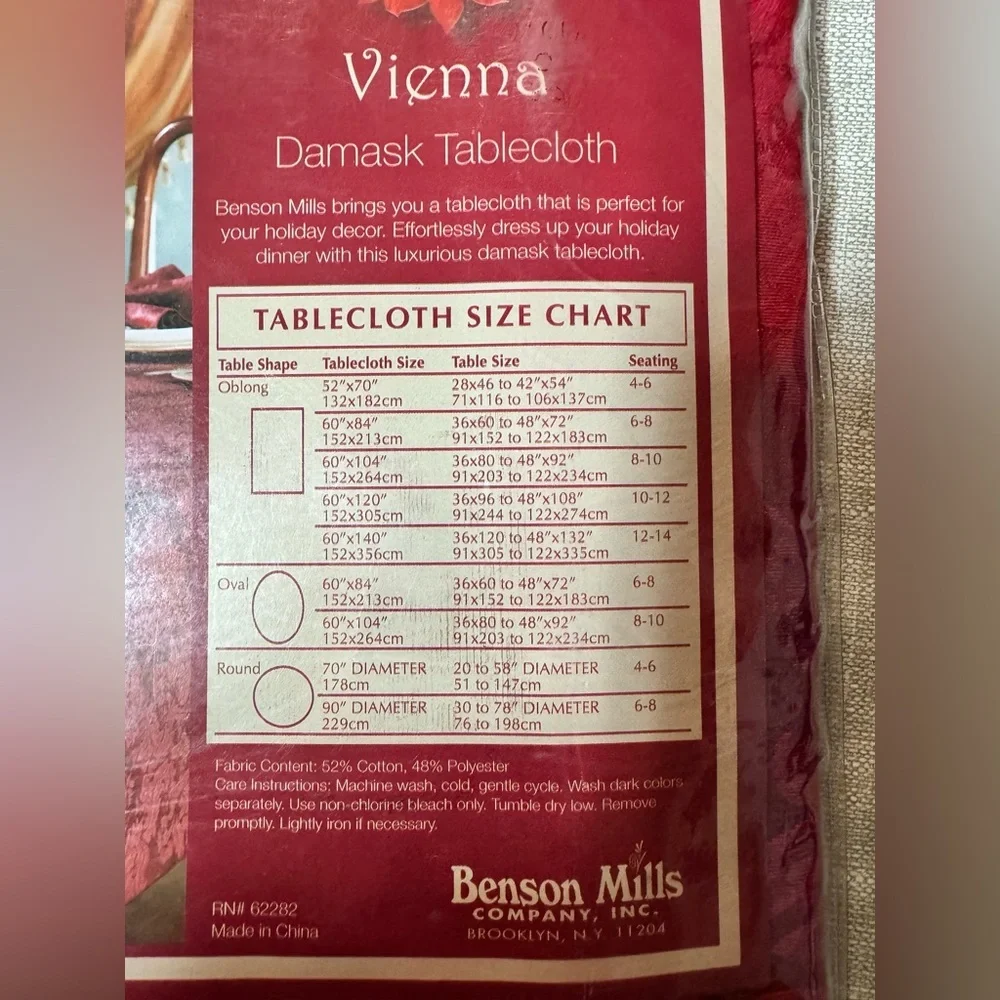 Vienna Red Damask Tablecloth